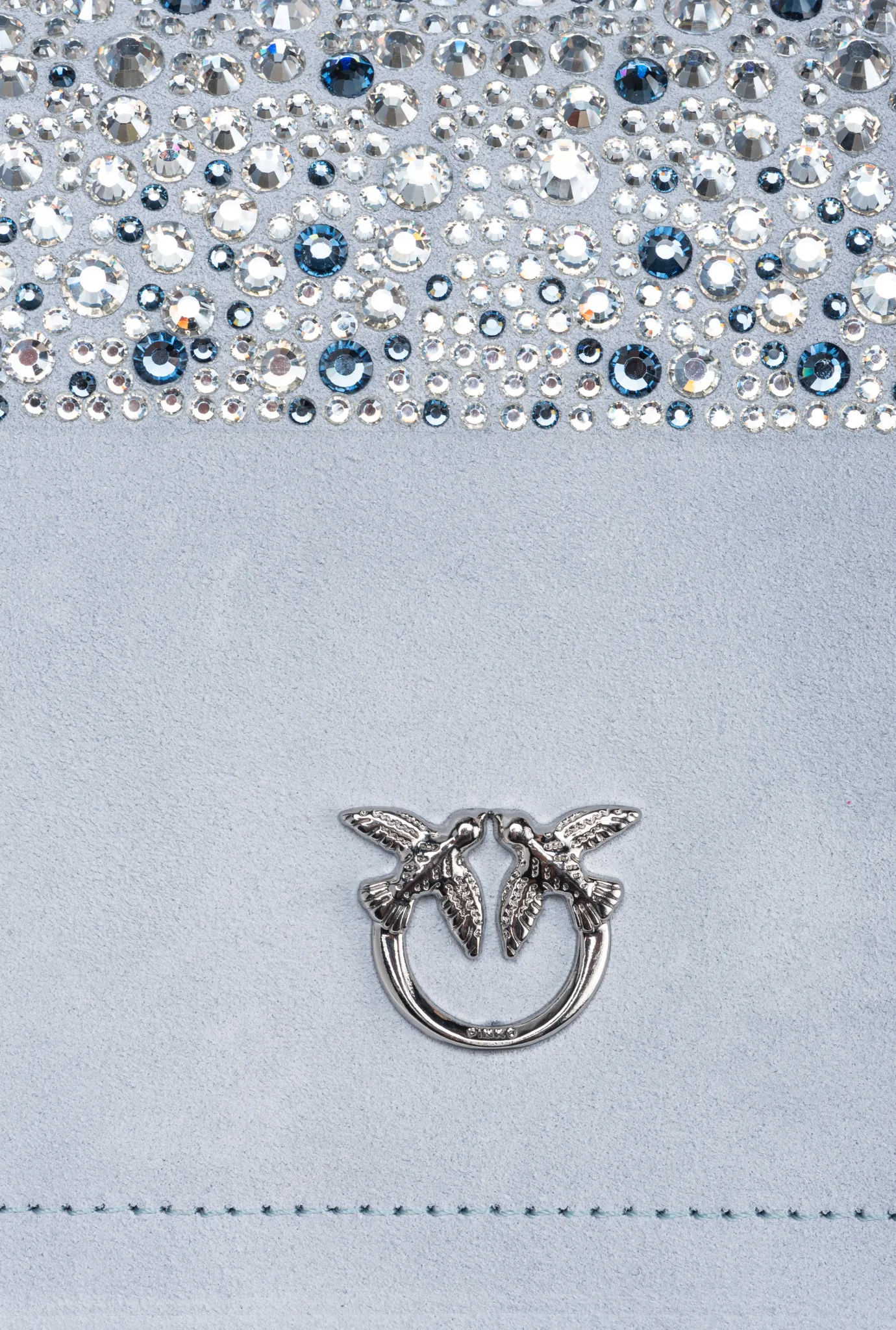 Sacs De Soirée|PINKO Mini Love Bag Click A Strass Galleria Bleu Ether-Nickel Brillant