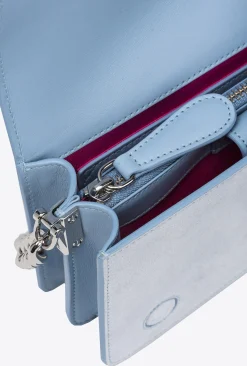 Sacs De Soirée|PINKO Mini Love Bag Click A Strass Galleria Bleu Ether-Nickel Brillant