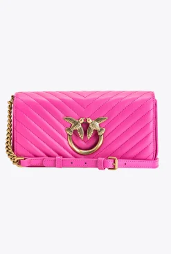 Sacs Portés Épaule|PINKO Mini Love Bag Click Baguette Chevron Fuchsia-Or Antique