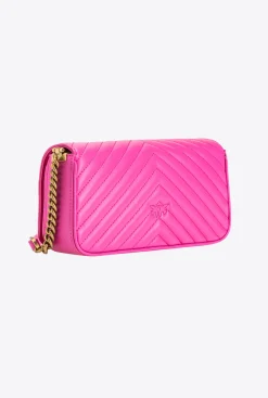 Sacs Portés Épaule|PINKO Mini Love Bag Click Baguette Chevron Fuchsia-Or Antique