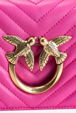 Sacs Portés Épaule|PINKO Mini Love Bag Click Baguette Chevron Fuchsia-Or Antique