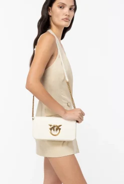 Sacs Portés Épaule|PINKO Mini Love Bag Click Baguette Simply Blanc+Blanc-Or Antique