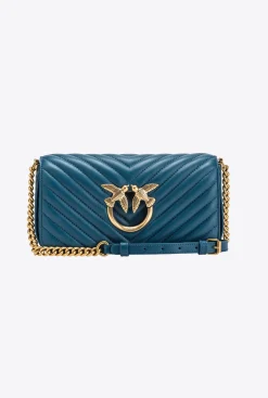 Sacs Portés Épaule|PINKO Mini Love Bag Click Baguette Chevron Sarcelle-Or Antique