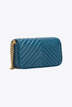 Sacs Portés Épaule|PINKO Mini Love Bag Click Baguette Chevron Sarcelle-Or Antique