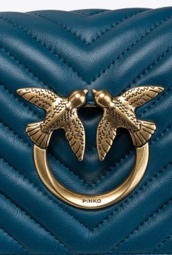 Sacs Portés Épaule|PINKO Mini Love Bag Click Baguette Chevron Sarcelle-Or Antique