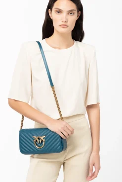 Sacs Portés Épaule|PINKO Mini Love Bag Click Baguette Chevron Sarcelle-Or Antique
