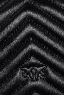 Sacs Portés Épaule|PINKO Mini Love Bag Click Baguette Chevron Noir-Vieil Or