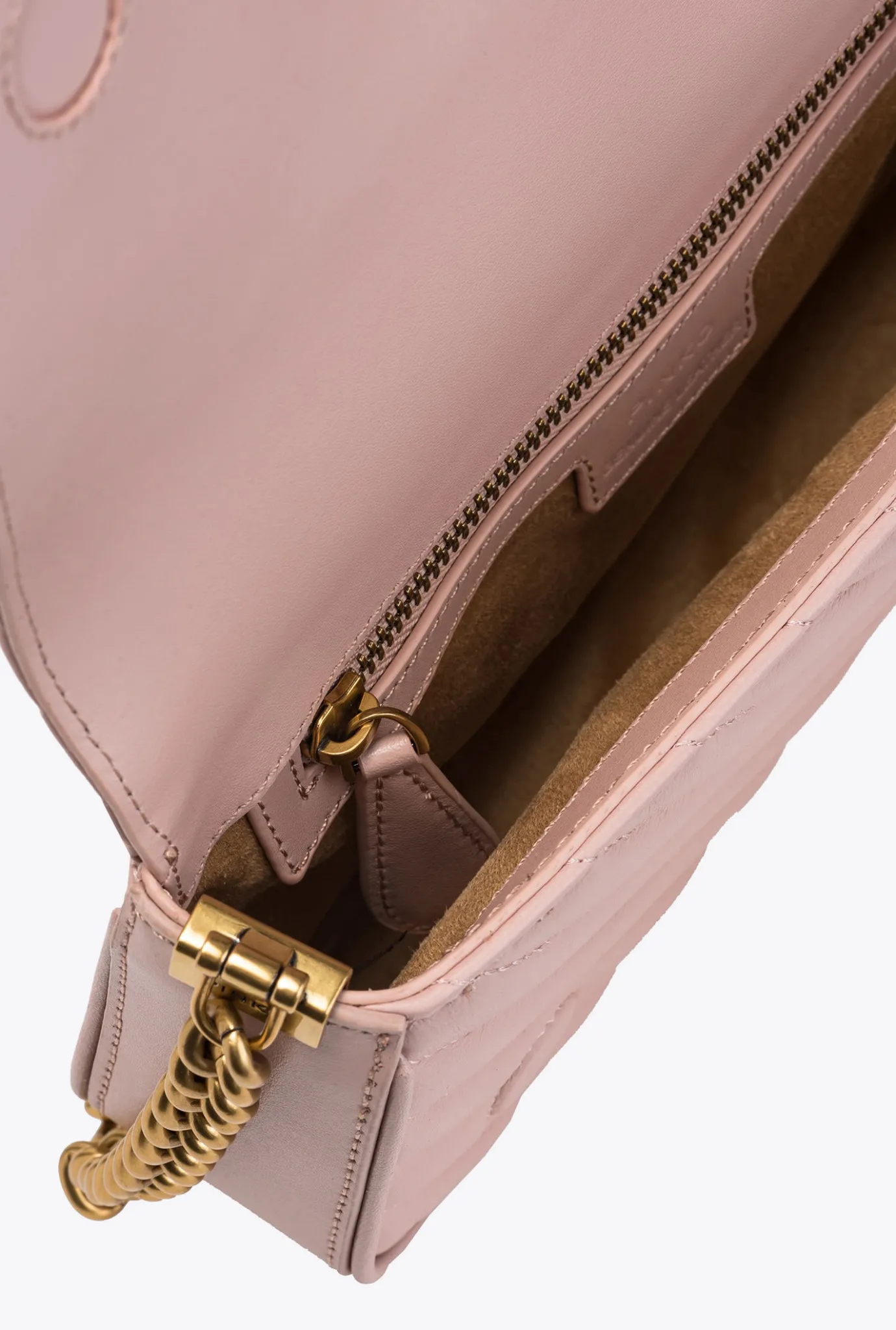 Sacs Portés Épaule|PINKO Mini Love Bag Click Baguette Chevron Rose/Rose Poudre-Or Antique