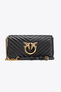 Sacs Portés Épaule|PINKO Mini Love Bag Click Baguette Chevron Noir-Vieil Or