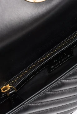 Sacs Portés Épaule|PINKO Mini Love Bag Click Baguette Chevron Noir-Vieil Or