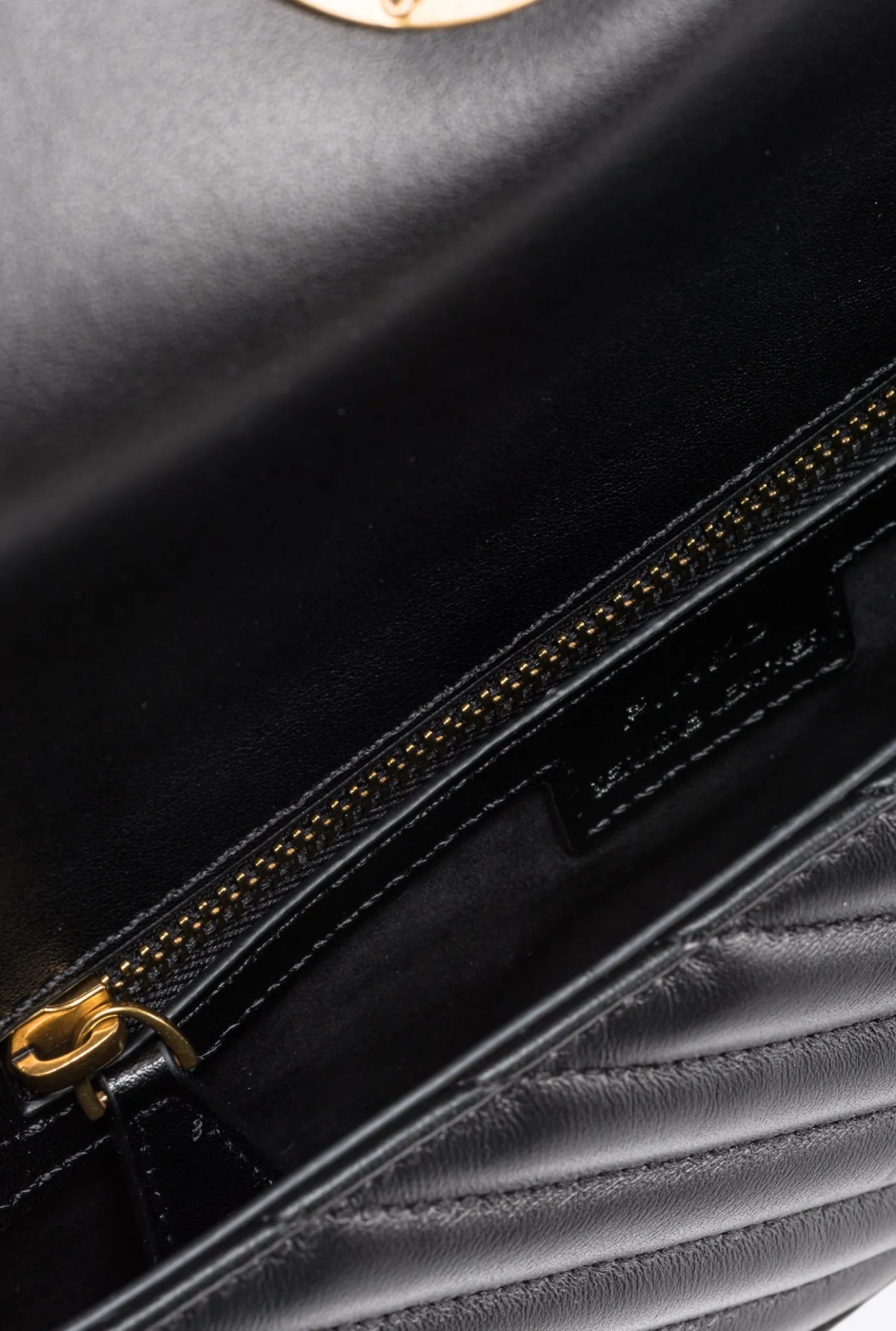 Sacs Portés Épaule|PINKO Mini Love Bag Click Baguette Chevron Noir-Vieil Or