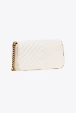 Sacs Portés Épaule|PINKO Mini Love Bag Click Baguette Chevron Blanc+Blanc-Or Antique