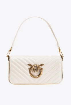 Sacs Portés Épaule|PINKO Mini Love Bag Click Baguette Chevron Blanc+Blanc-Or Antique