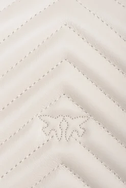 Sacs Portés Épaule|PINKO Mini Love Bag Click Baguette Chevron Blanc+Blanc-Or Antique