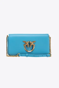 Sacs Portés Épaule|PINKO Mini Love Bag Click Baguette Simply Bleu Ciel-Or Antique