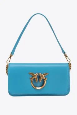 Sacs Portés Épaule|PINKO Mini Love Bag Click Baguette Simply Bleu Ciel-Or Antique