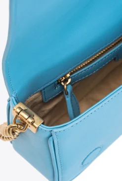 Sacs Portés Épaule|PINKO Mini Love Bag Click Baguette Simply Bleu Ciel-Or Antique