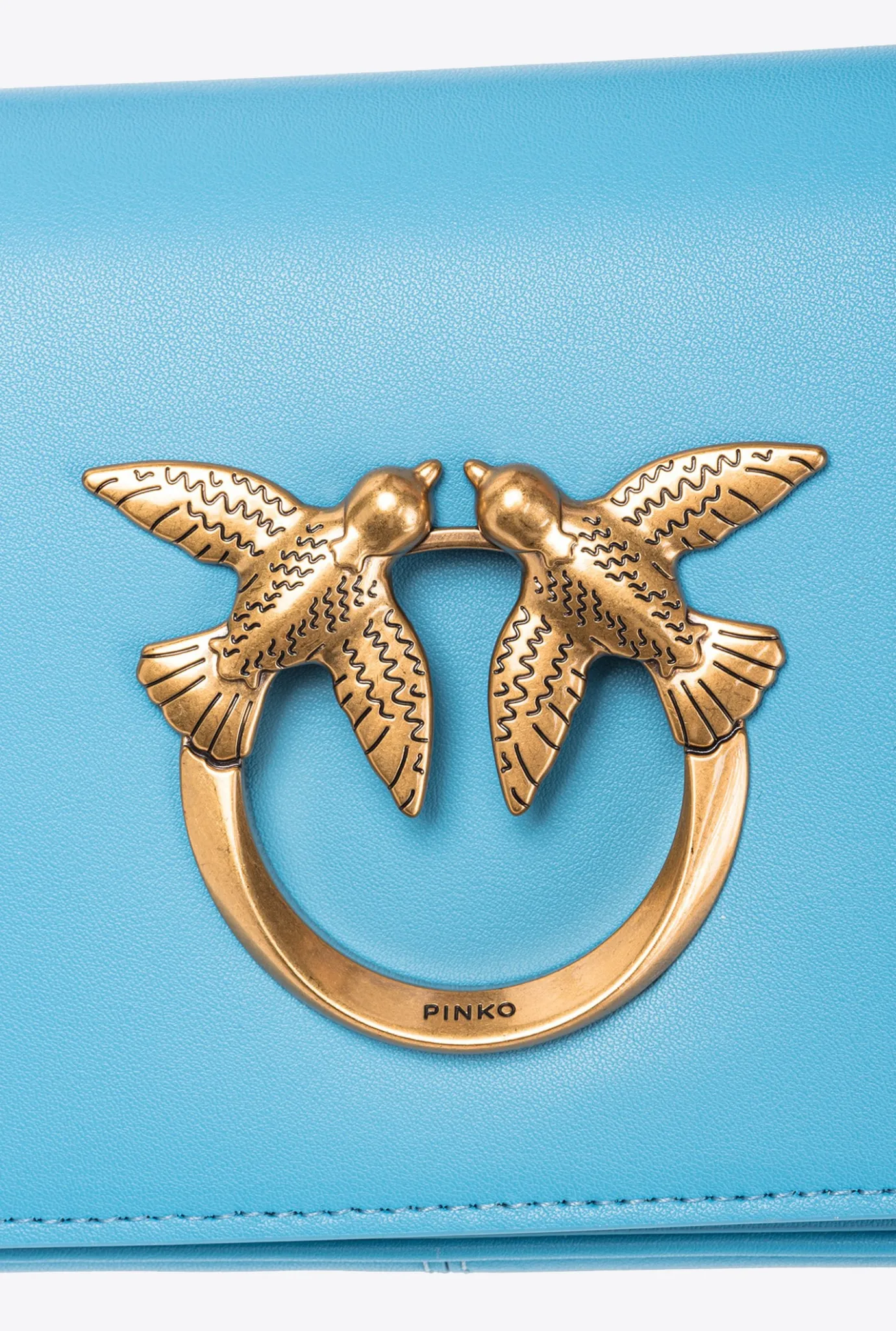 Sacs Portés Épaule|PINKO Mini Love Bag Click Baguette Simply Bleu Ciel-Or Antique