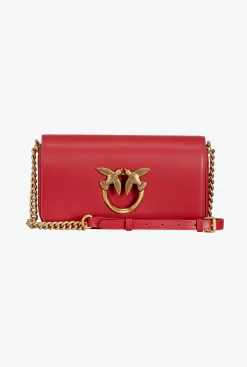Sacs À Bandoulière|PINKO Mini Love Bag Click Baguette Simply Rouge Rubis-Or Antique