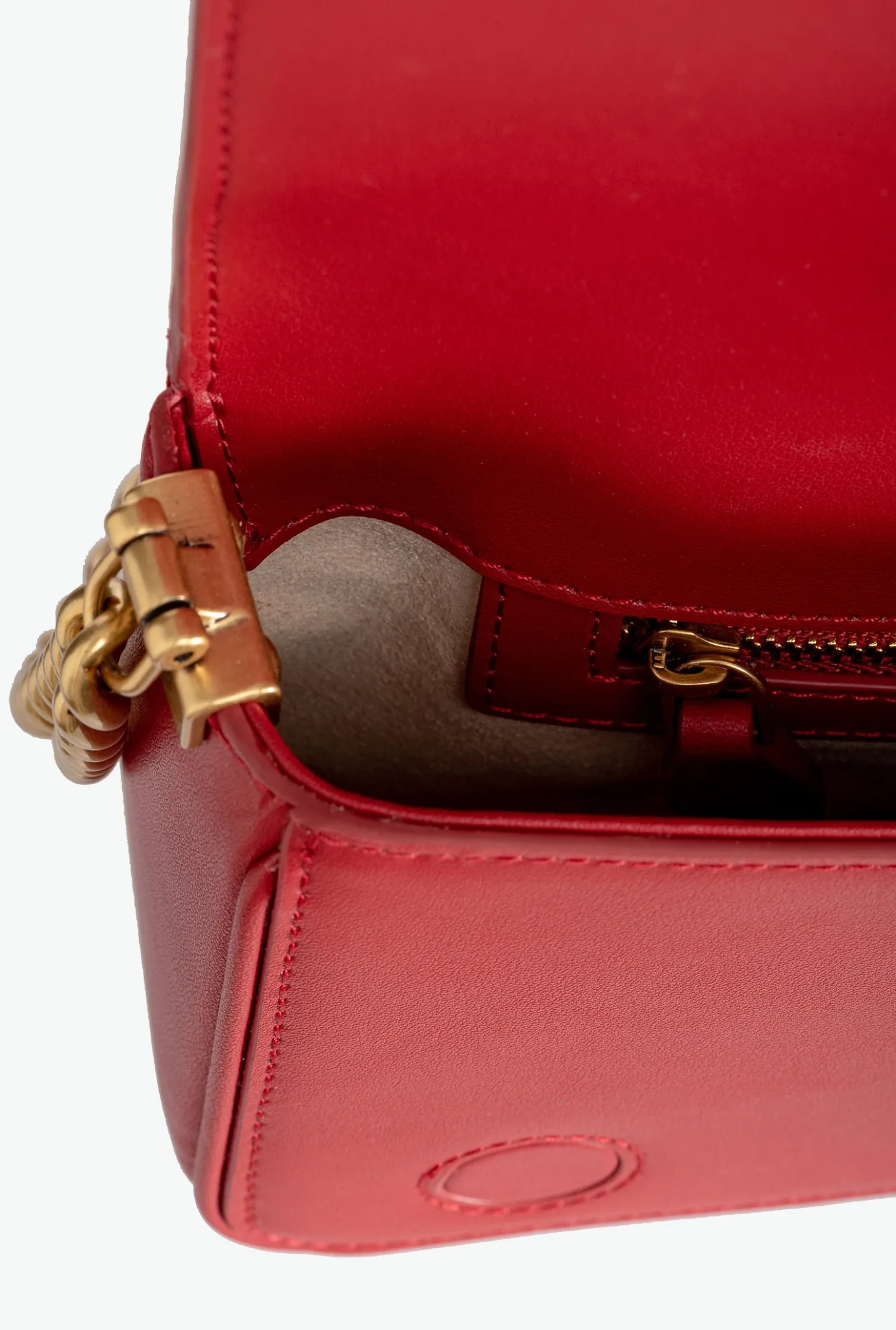 Sacs À Bandoulière|PINKO Mini Love Bag Click Baguette Simply Rouge Rubis-Or Antique