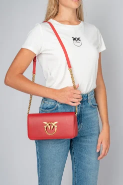 Sacs À Bandoulière|PINKO Mini Love Bag Click Baguette Simply Rouge Rubis-Or Antique