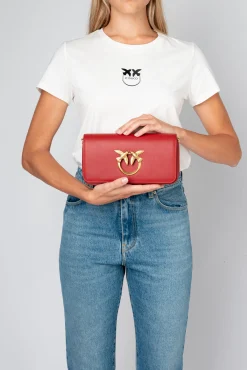 Sacs À Bandoulière|PINKO Mini Love Bag Click Baguette Simply Rouge Rubis-Or Antique