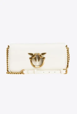 Sacs À Bandoulière|PINKO Mini Love Bag Click Baguette Simply Blanc+Blanc-Or Antique