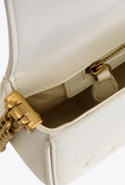 Sacs À Bandoulière|PINKO Mini Love Bag Click Baguette Simply Blanc+Blanc-Or Antique