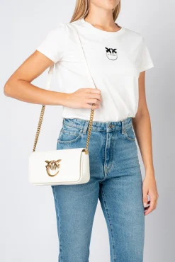 Sacs À Bandoulière|PINKO Mini Love Bag Click Baguette Simply Blanc+Blanc-Or Antique