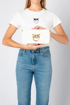 Sacs À Bandoulière|PINKO Mini Love Bag Click Baguette Simply Blanc+Blanc-Or Antique