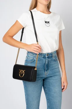 Sacs À Bandoulière|PINKO Mini Love Bag Click Baguette Simply Noir-Vieil Or