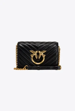 Sacs À Bandoulière|PINKO Mini Love Bag Click Chevron Noir-Vieil Or