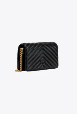 Sacs À Bandoulière|PINKO Mini Love Bag Click Chevron Noir-Vieil Or
