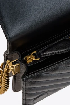 Sacs À Bandoulière|PINKO Mini Love Bag Click Chevron Noir-Vieil Or