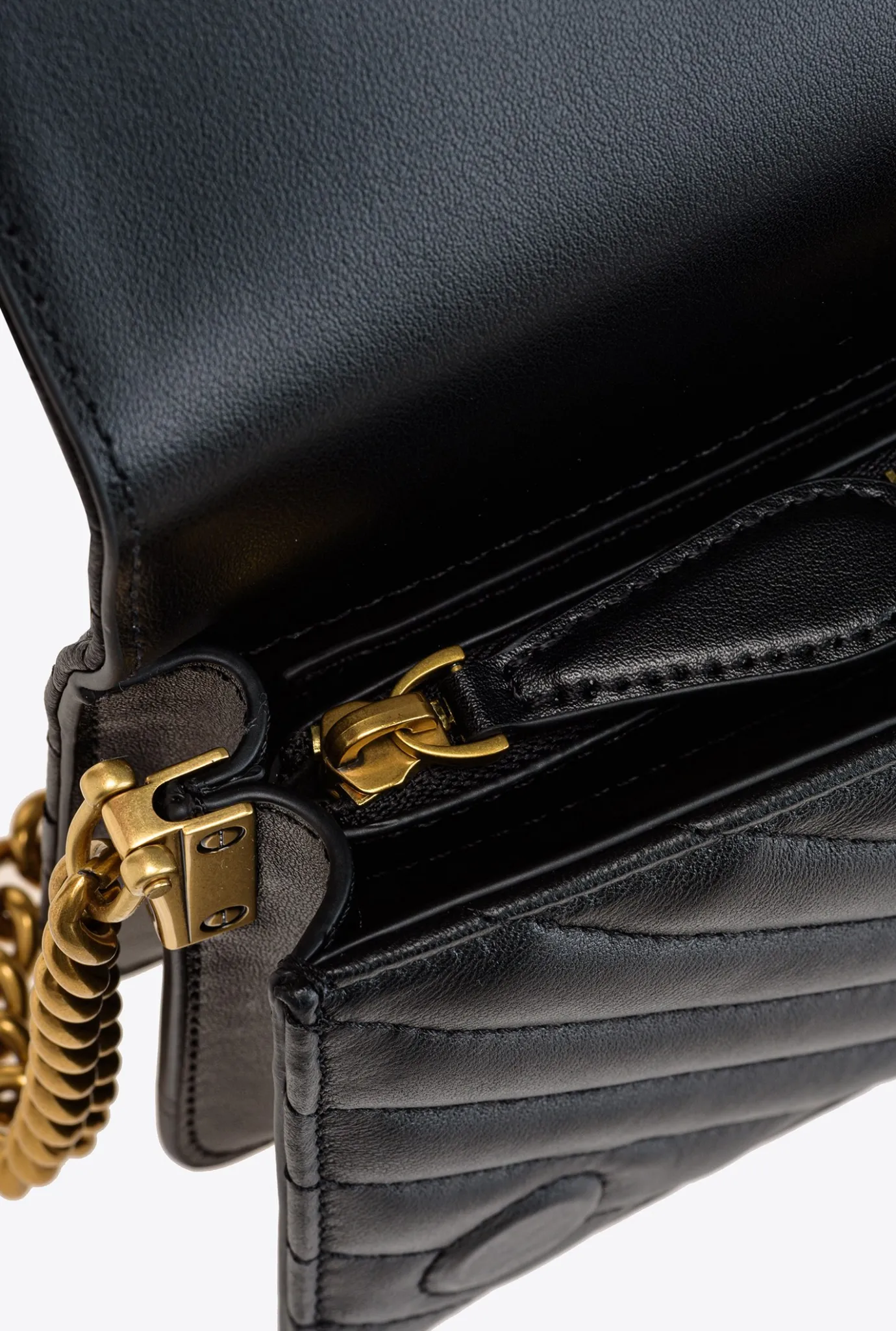 Sacs À Bandoulière|PINKO Mini Love Bag Click Chevron Noir-Vieil Or