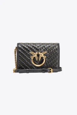 Sacs De Soirée|PINKO Mini Love Bag Click Chevron Studs Noir-Vieil Or