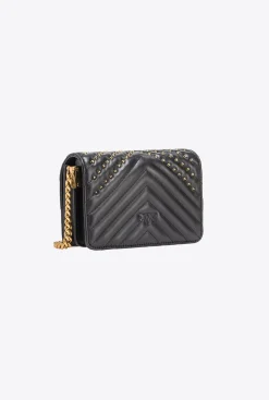 Sacs De Soirée|PINKO Mini Love Bag Click Chevron Studs Noir-Vieil Or