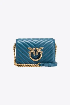 Sacs À Bandoulière|PINKO Mini Love Bag Click Chevron Sarcelle-Or Antique