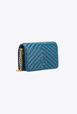 Sacs À Bandoulière|PINKO Mini Love Bag Click Chevron Sarcelle-Or Antique