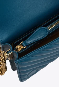 Sacs À Bandoulière|PINKO Mini Love Bag Click Chevron Sarcelle-Or Antique