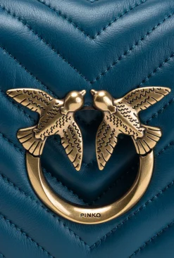 Sacs À Bandoulière|PINKO Mini Love Bag Click Chevron Sarcelle-Or Antique