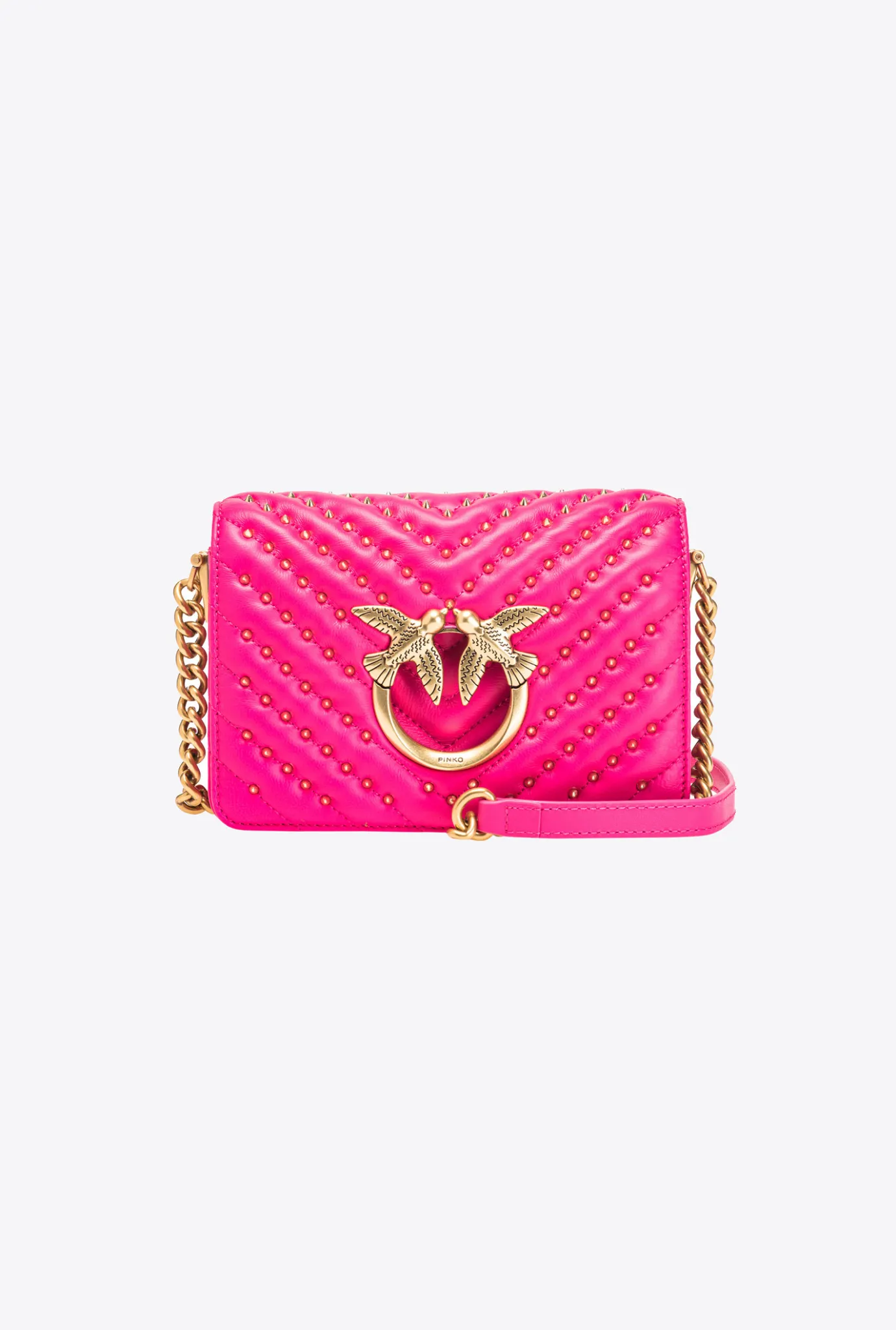 Sacs De Soirée|PINKO Mini Love Bag Click Chevron Studs Rose Pinko-Or Antique
