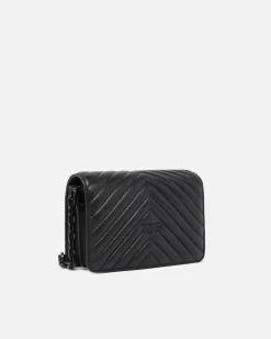 Sacs À Bandoulière|PINKO Mini Love Bag Click Chevron Noir Limousine Color Block