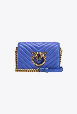 Sacs À Bandoulière|PINKO Mini Love Bag Click Chevron Bleu Corse-Or Antique