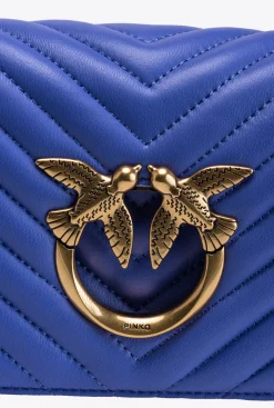 Sacs À Bandoulière|PINKO Mini Love Bag Click Chevron Bleu Corse-Or Antique