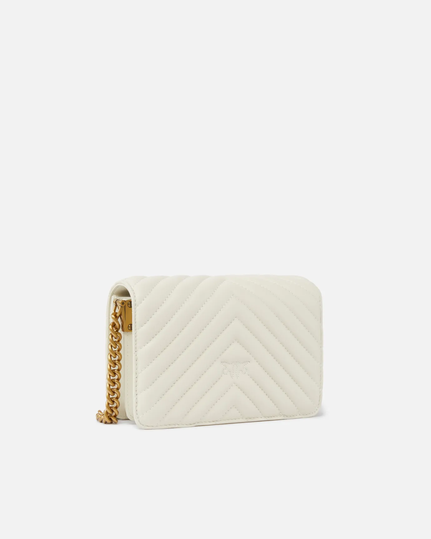 Sacs À Bandoulière|PINKO Mini Love Bag Click Chevron Blanc+Blanc-Or Antique
