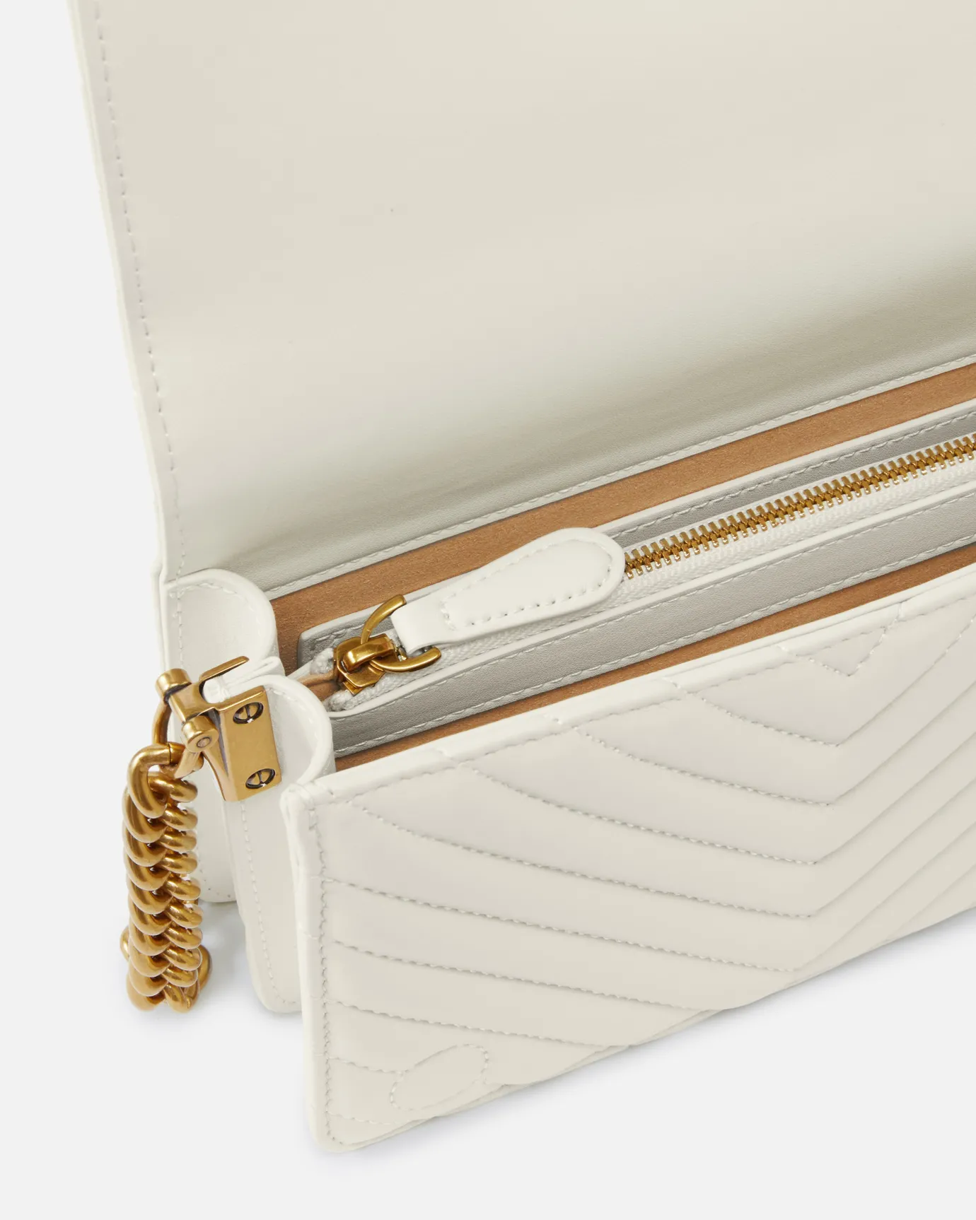 Sacs À Bandoulière|PINKO Mini Love Bag Click Chevron Blanc+Blanc-Or Antique