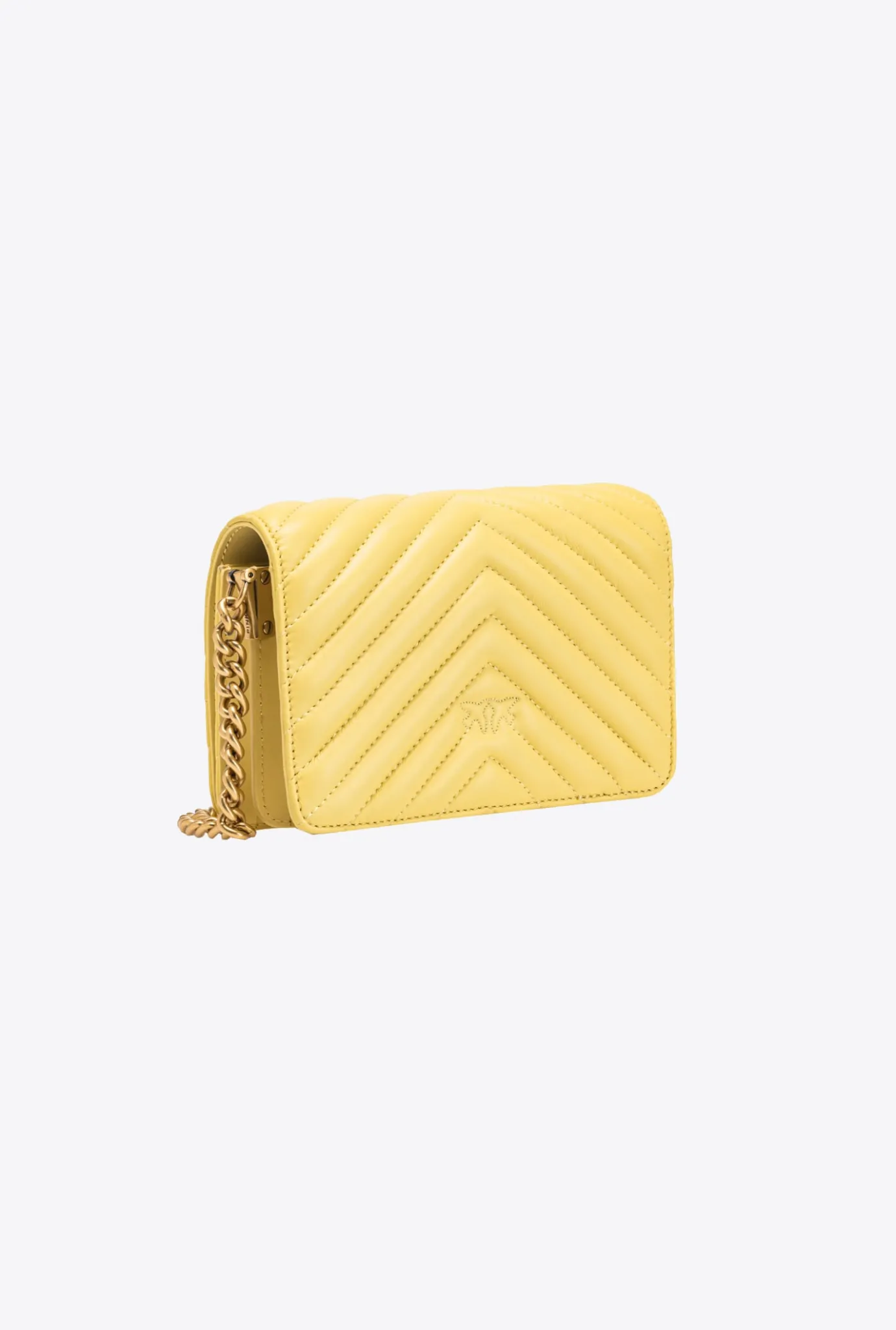 Sacs À Bandoulière|PINKO Mini Love Bag Click Chevron Jewel Jaune Aqueux-Or Antique