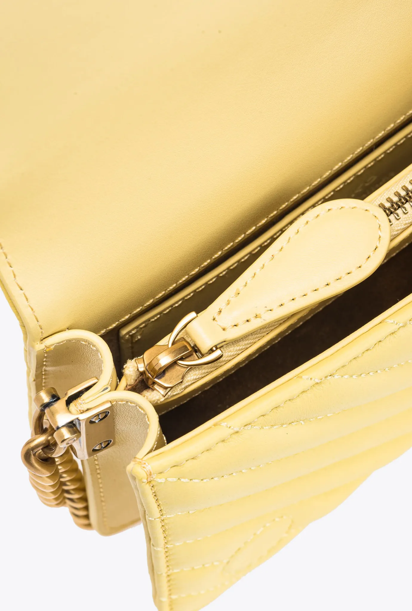 Sacs À Bandoulière|PINKO Mini Love Bag Click Chevron Jewel Jaune Aqueux-Or Antique