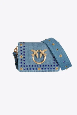 Sacs À Bandoulière|PINKO Mini Love Bag Click En Denim Denim-Or Antique